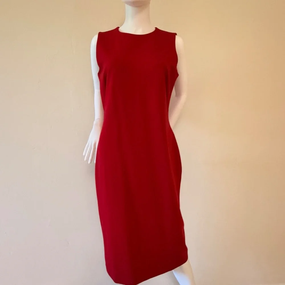 J.McLaughlin Devonshire Dress Holiday Red Sleeveless Sheath Midi Womens Size M - Picture 1 of 10